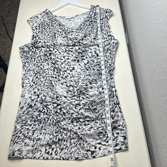 CAbi Lana Drape Neck Side Ruched Sleeveless  Animal Print Top Style #734 Size L - Picture 12 of 12